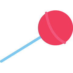 Round Red Lollipop Candy On A Blue Stick With A Pink Stripe Isolated On A White Transparent Background