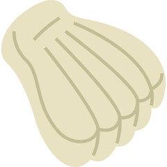 Isolated Beige Seashell Shape With Grooves On White Background Vector Illustration