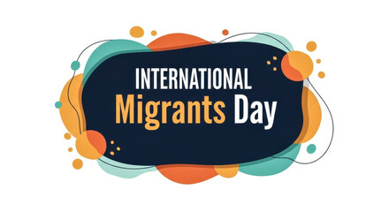 International Migrants Day Abstract Banner with Colorful Liquid Shapes and Modern Typography