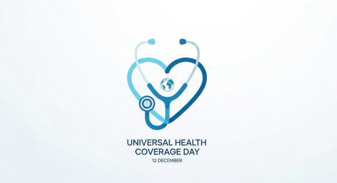 Universal Health Coverage Day - Stethoscope with Globe Icon Representing Global Healthcare and World Public Health