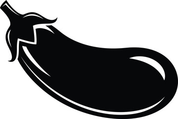 Bold silhouette of a fresh eggplant vegetable food produce healthy ingredient simple graphic isolated on transparent background