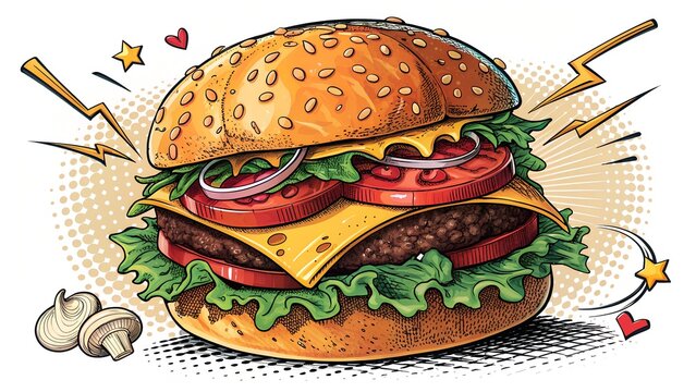 Delicious burger loaded with fresh toppings, perfect for food blogs, restaurant menus, and fast food promotions that will make anyone crave a bite now
