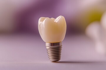Single tooth implant captured with high detail and natural skin tones