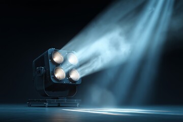 Beams from floodlights with stage and concert spotlights visible against a transparent backdrop
