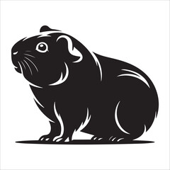 Obraz premium guinea pig silhouette vector illustration on white background
