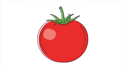 Vibrant red tomato with green stem fresh ripe fruit isolated on for culinary use isolated on transparent background
