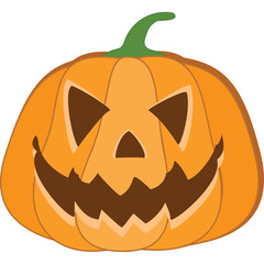 Halloween Pumpkin Jack O Lantern Spooky Face Orange Festive Autumn Season Holiday Decoration Cutout Isolated on Transparent Background