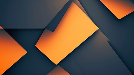 Minimalist geometric abstract background: triangle with blurred edges in dark gray and orange color scheme, sharp focus on center + soft gradient, low saturation for modern feel