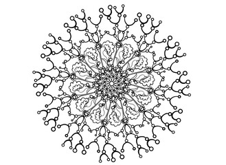 Coloring page mandala outline drawing for art therapy and meditation. Circular ornament