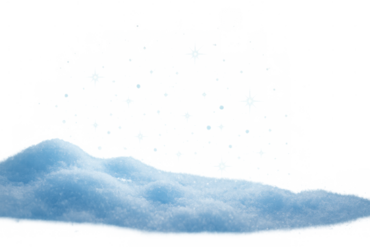 Snowdrift forming on ground with falling snow and sparkling snowflakes on a transparent background
