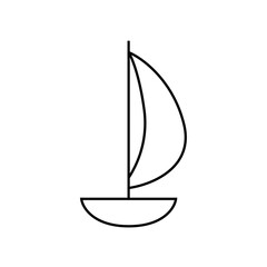 Sailboat outlineicon with single sail on a white background. Sail boat logo vector design