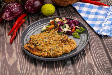 Tasty chicken steak with vegetables