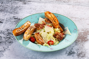Caesar salad with roasted chicken