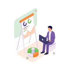 Creatively crafted trendy illustration of business data presentation