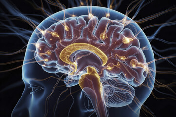 Image of the brain in a human head.