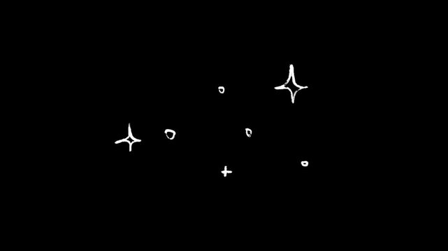 kawaii stars and sparkles animation overlay with black background