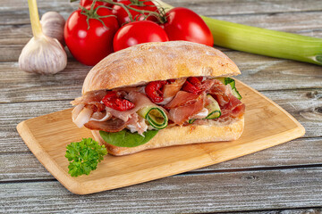 Ciabatta with cured parma and tomato