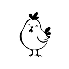 chicken. chicken simple black and white line art vector logo