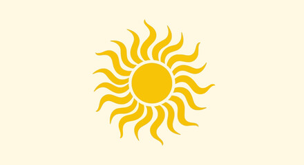 Golden sun symbol on a light background, radiating warmth and energy.