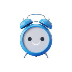 Fototapeta premium Blue Alarm Clock with Cute Facial Expression