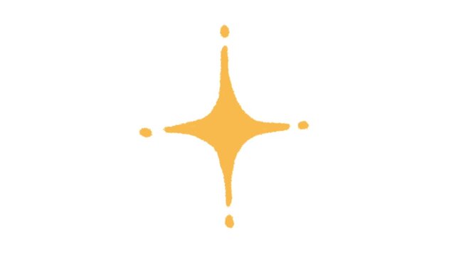 キラキラ輝くダイヤ型の星の手描きアイコン。落書きスタンプのループする4Kアニメーション