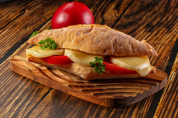Sandwich with mozzarella and tomato