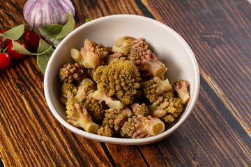 Vegan dietary steamed romanesco cabbage