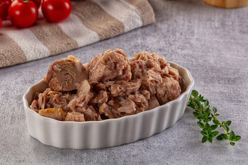 Canned tuna fillet for salad