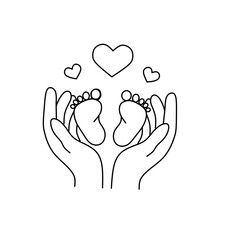 Newborn Baby Feet in Mother's Hands