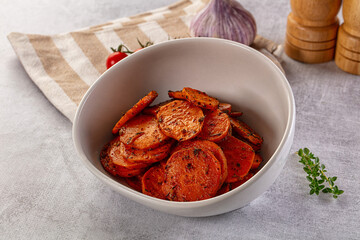 Tasty baked sweet potatoes with spices