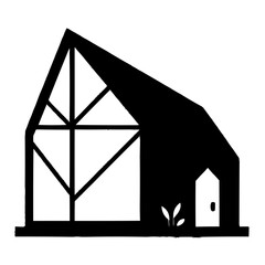 Vector illustrations set of house, home, cottage, and old barn building icons and symbols for real estate, architecture, and construction design