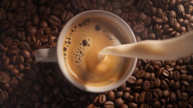 cup of coffee with beans