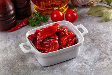 Tasty dried tomatoes in the bowl