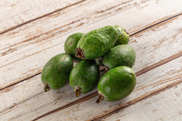 Fresh sweet juicy green feijoa fruit