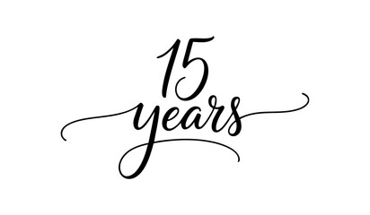 15 Years Celebration Calligraphy Vector Typography Design – Elegant Black Script on White Background