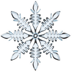 3D Illustration of a Clear Snowflake 