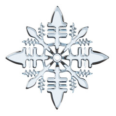 3D Illustration of a Clear Snowflake 