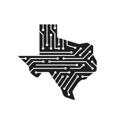 💻 Texas State Map Circuit Board Technology