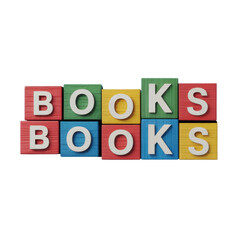 Colorful 3D Block Letters Spelling Books