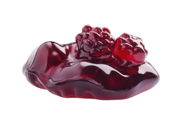 Abstract red gemstone sculpture with organic form isolated on transparent background.