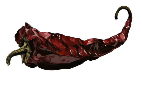 Single dried red chili pepper isolated on transparent background. Dried guajillo pepper isolated on white background. - Powered by Adobe