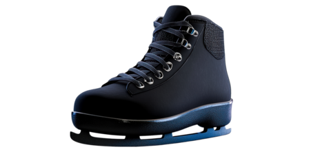 Black Ice Skating Boot with Laces and Metal Accents