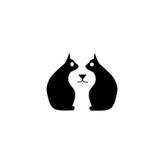 Minimalist logo featuring two facing cat silhouettes that cleverly form a dog's nose/muzzle in the negative space. Perfect for pet-related businesses or animal lovers.