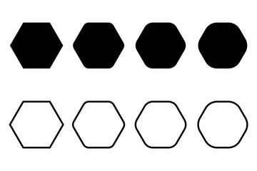 Set of Hexagon Shapes &ndash; Minimal Black and White Geometric Vector Elements