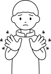 수족냉증 손 남 흑백