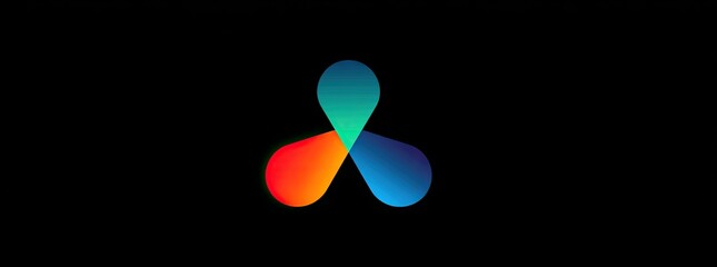 Abstract, vibrant three-petal design with a gradient color scheme, on a black background