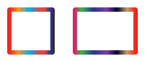 gradient square and rectangle frame icon with modern colorful border design, abstract geometric shape for digital graphics, web, poster, template, or background decoration vector illustration