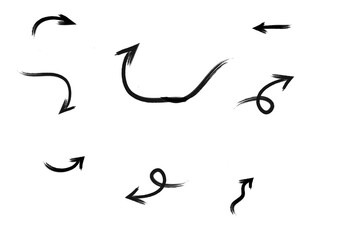set of brush stroke arrows  vector illustration of arrows , brush stroke arrows , 