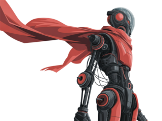 Futuristic Robotic Warrior in Dynamic Pose