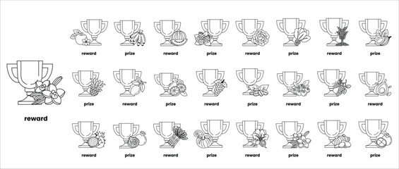 A series of drawings of various objects, with the word 